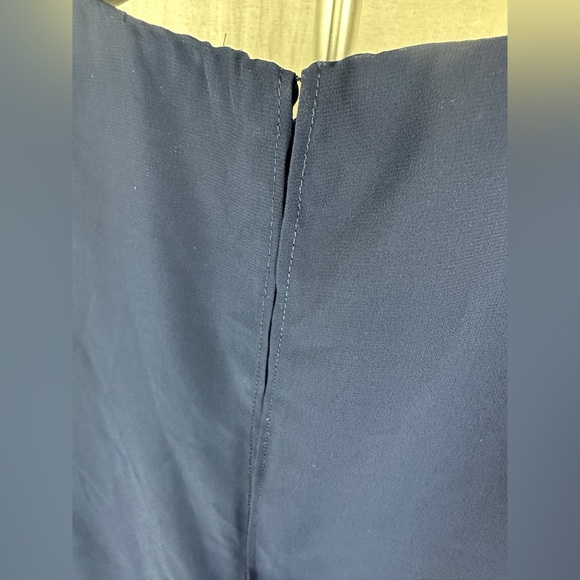 Marina 3/4 Sheer Flare Sleeve Navy Blue Chiffon Dress Size 4 (Small) NWT - Picture 9 of 14